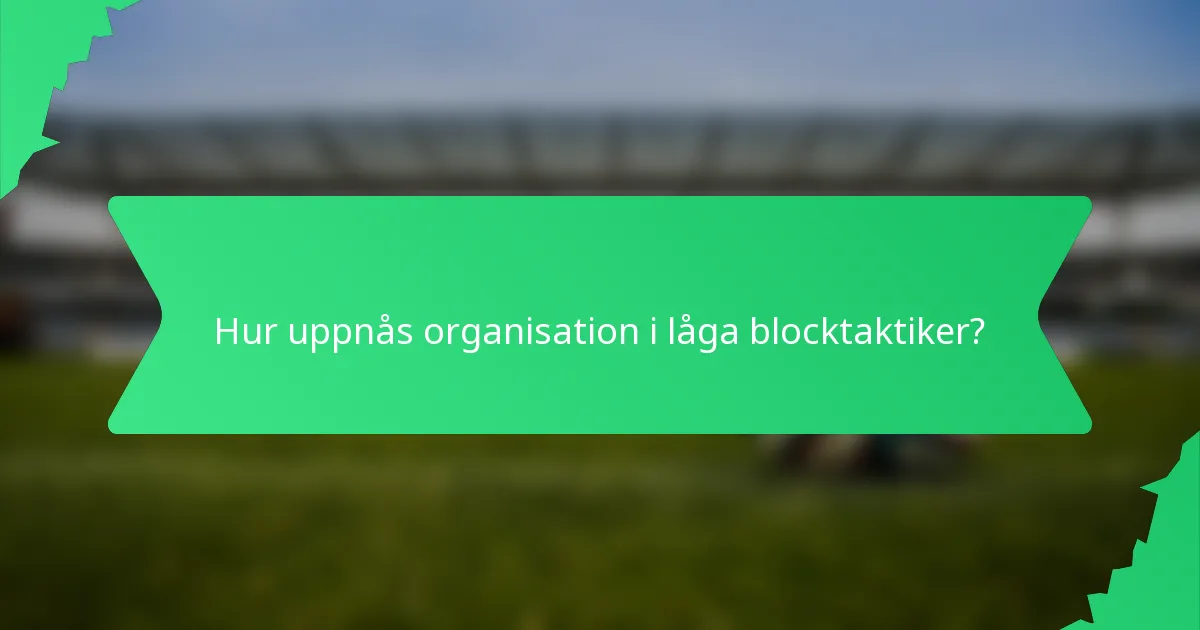 Hur uppnås organisation i låga blocktaktiker?